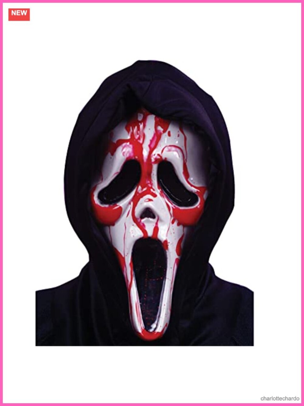 Ghost Face Bleeding Adult Mask PVC Heart Pump Theatrical Blood Costume